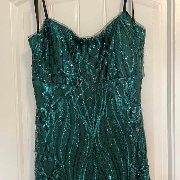 Betsy & Adam sequined Emerald green dress size XL - Picture 2 of 4